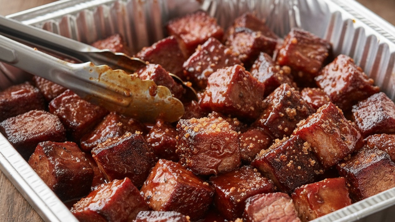 Cube and sauce the burnt ends