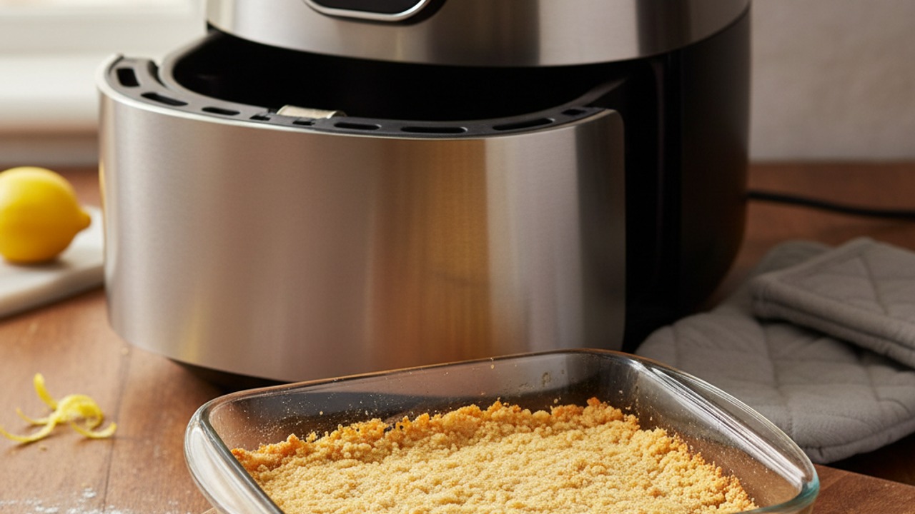 Par-bake the crust in the air fryer
