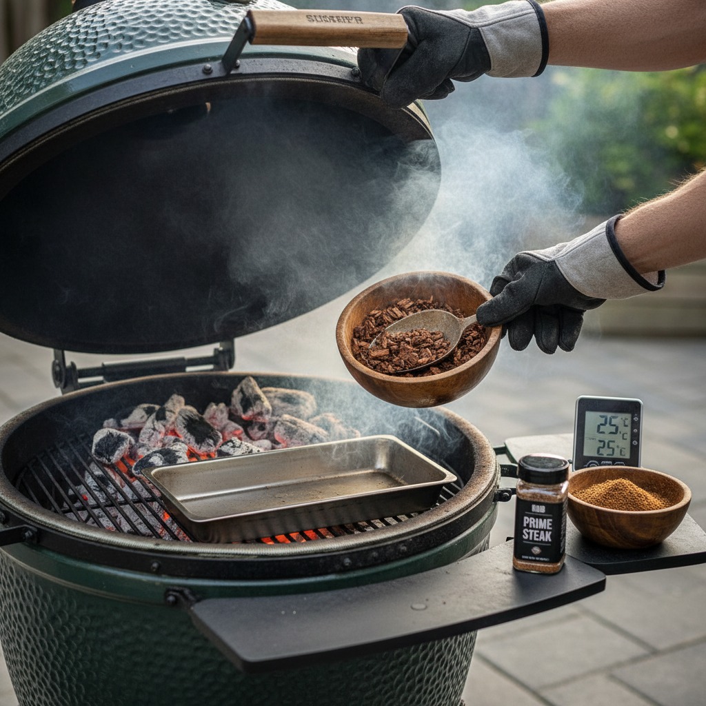 Prepare smoker and add wood