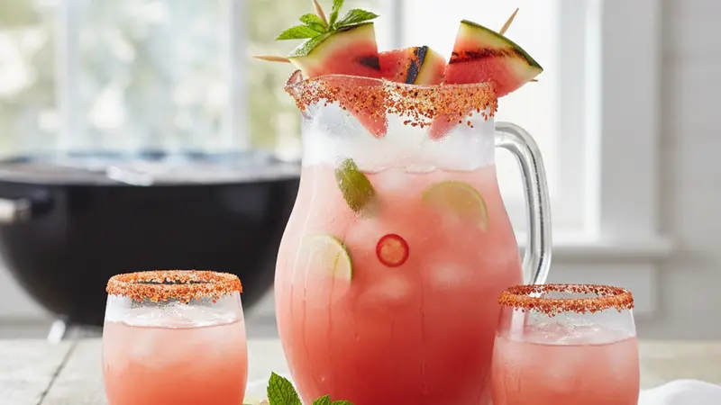Grilled Watermelon Tequila Frosé with Chili‑Lime Rim — Labor Day Pitcher Cocktail