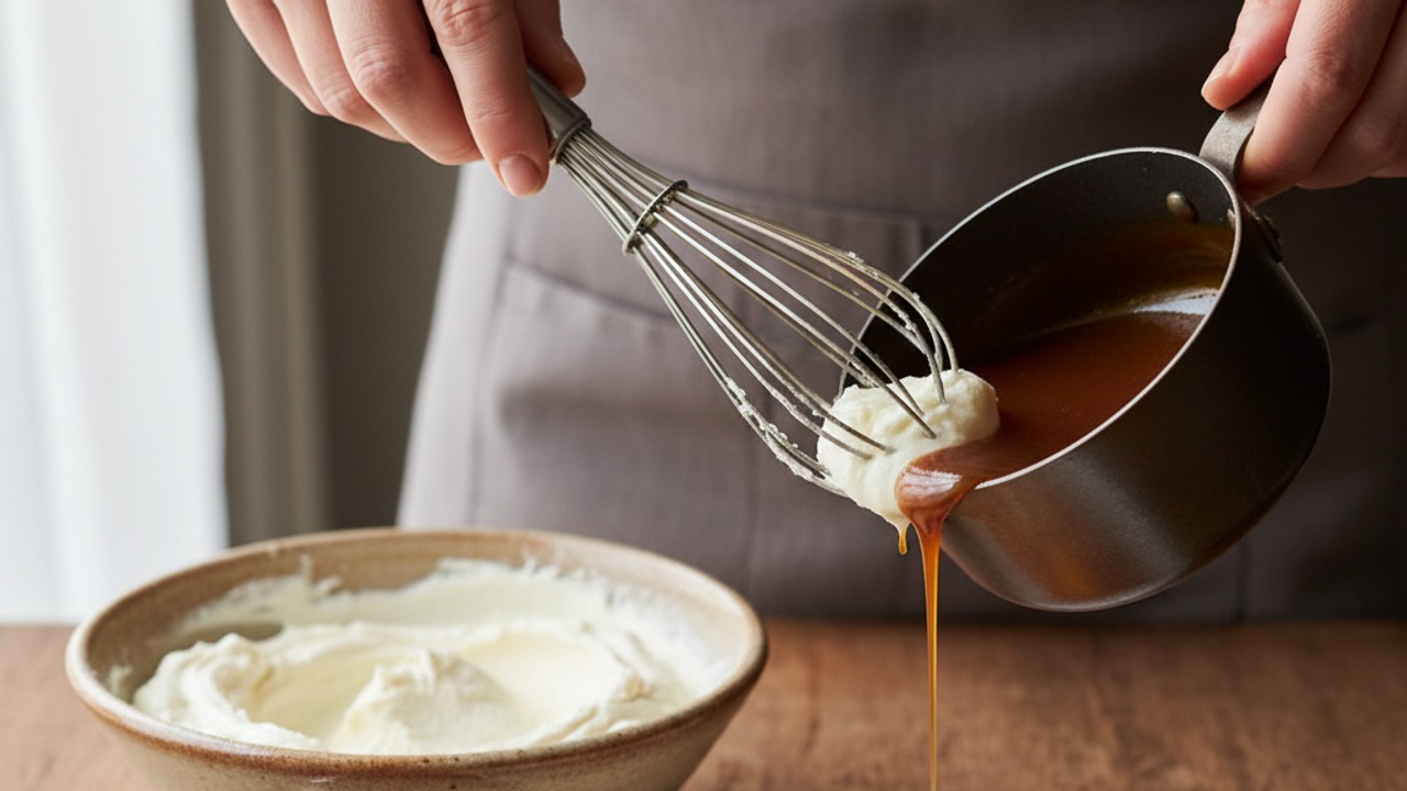 Sweeten mascarpone and assemble