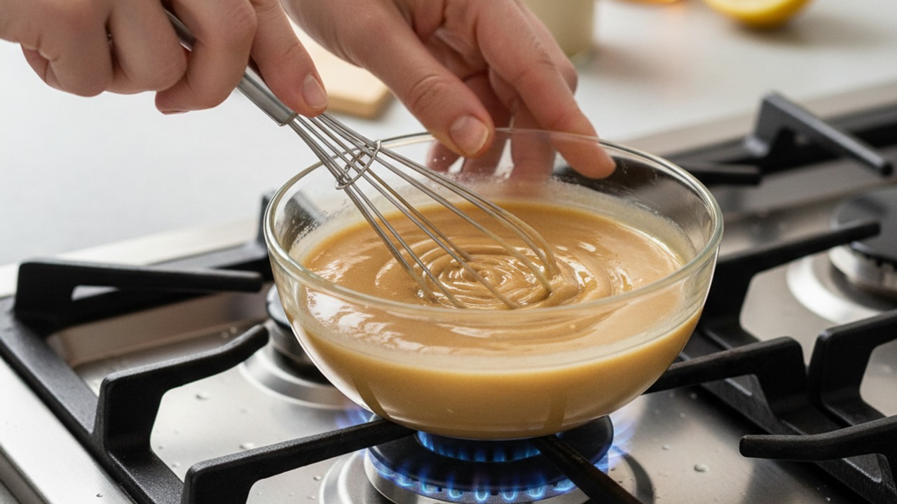 Whisk the tahini glaze
