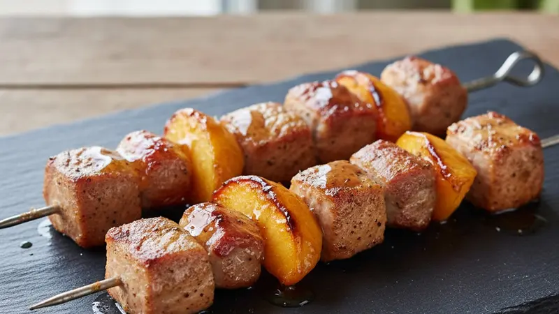 Smoked Peach Pork Skewers