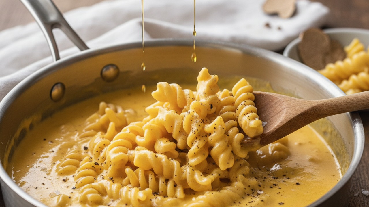 Combine with pasta and finish with truffle