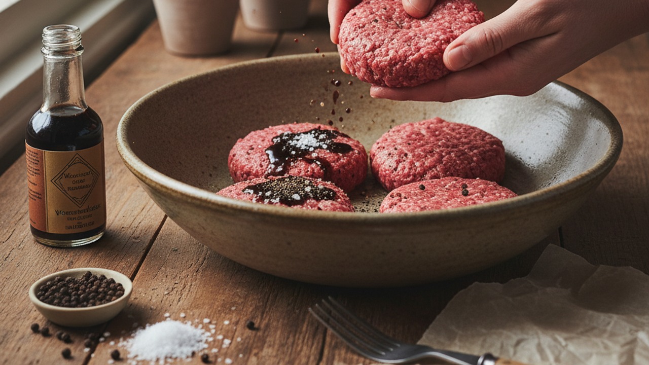 Mix the meat and form patties