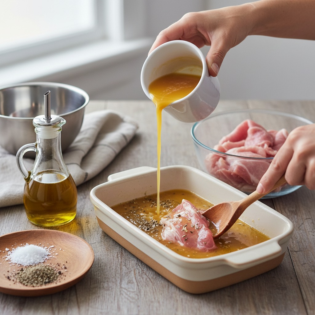 Marinate the pork in mojo