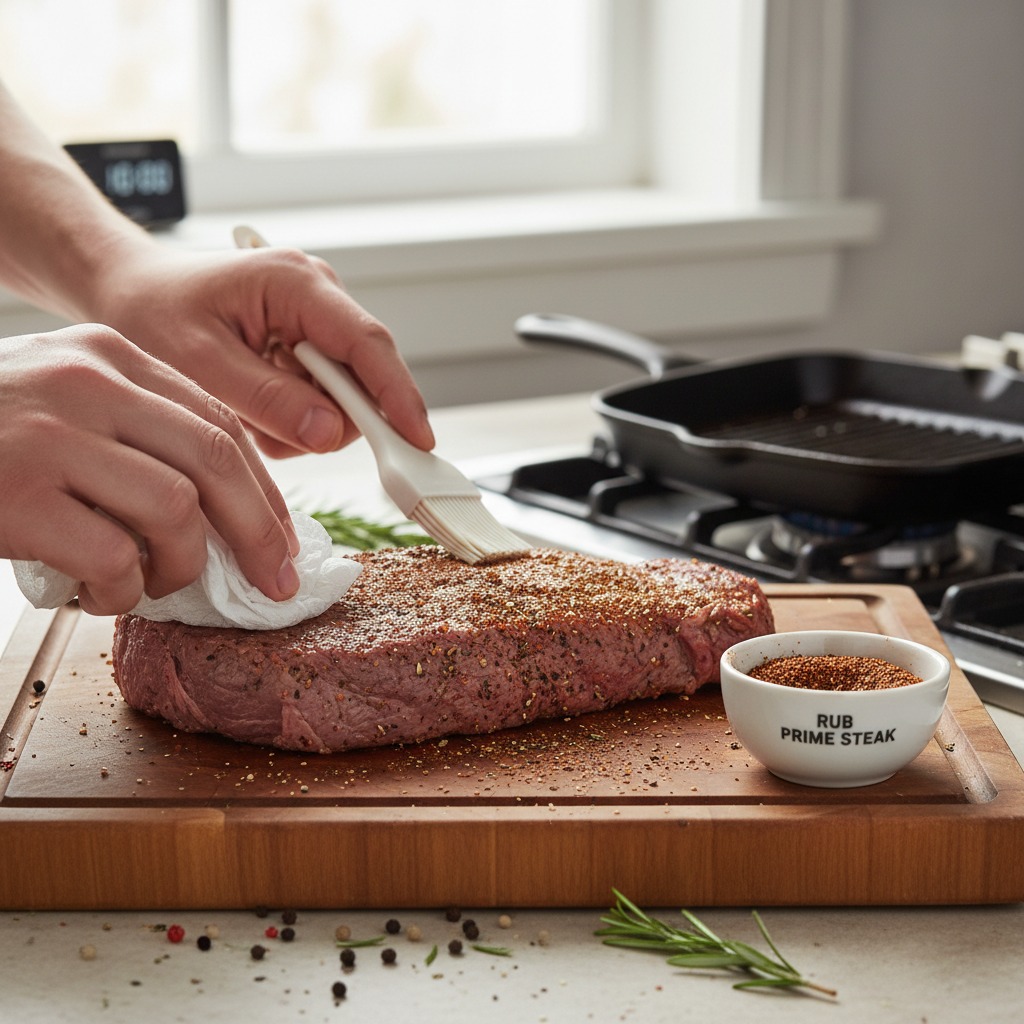 Prep and season the steak