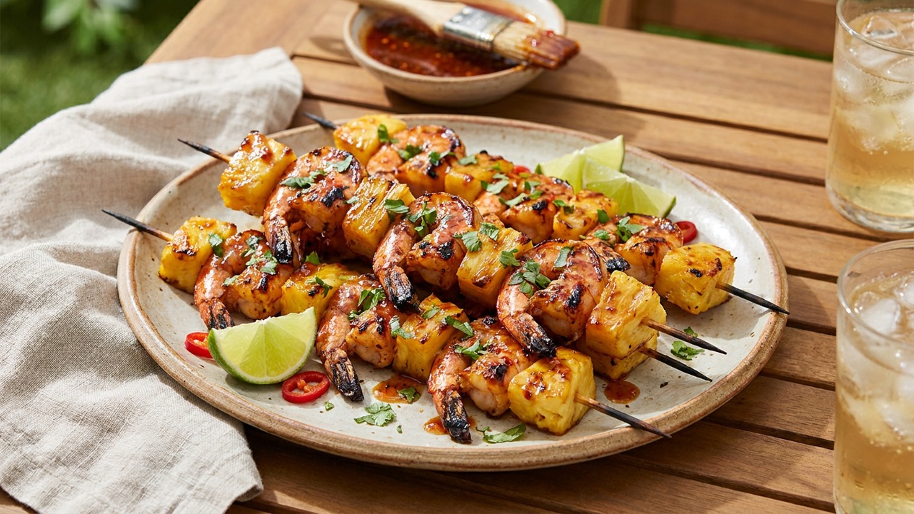 Shrimp and Pineapple Kabobs with Chile-Lime Glaze