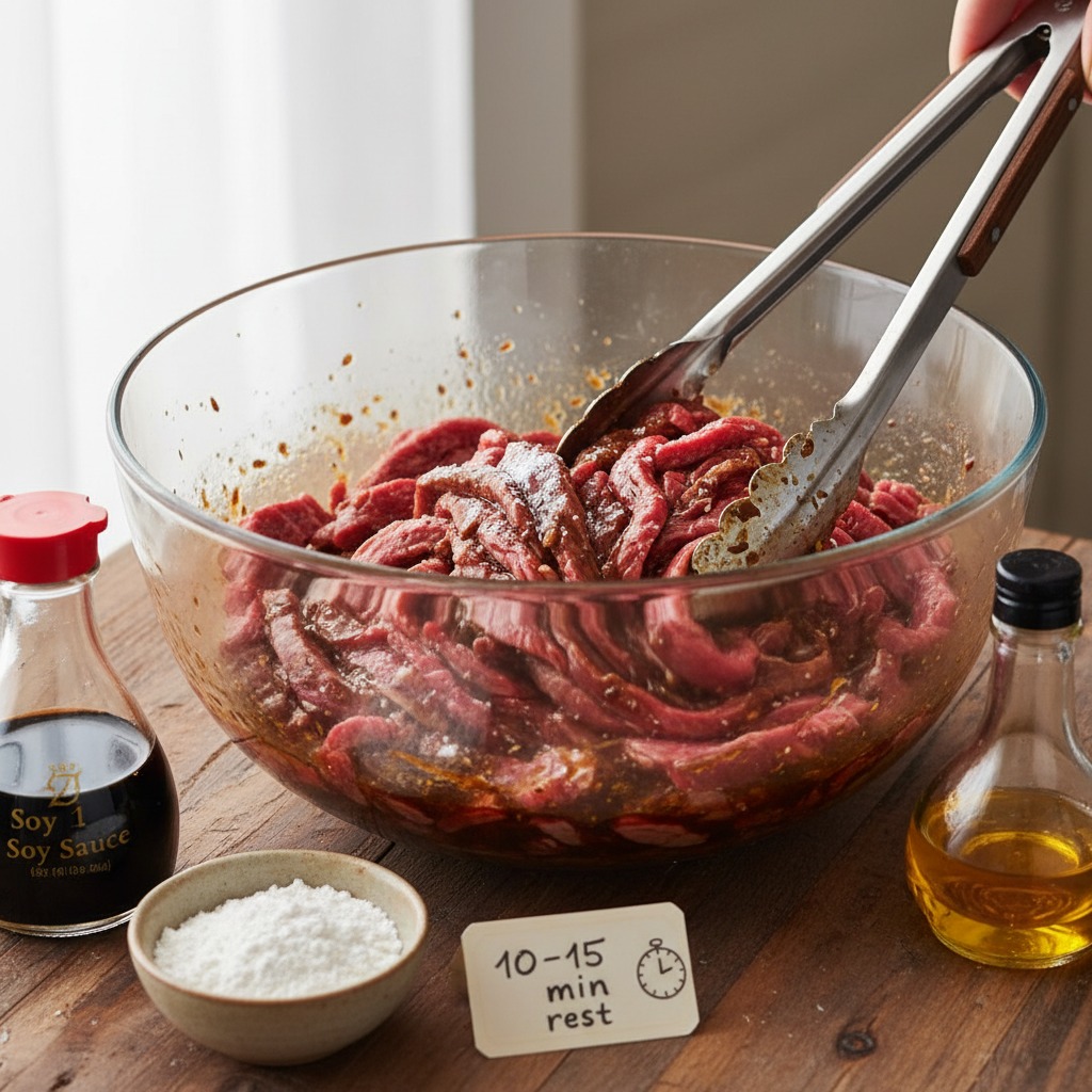 Slice and marinate the beef