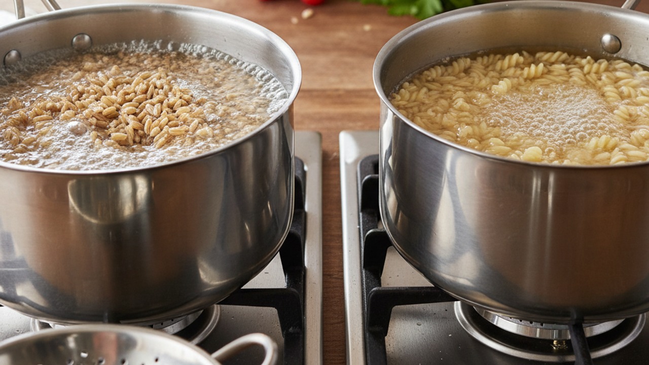 Cook the farro and orzo