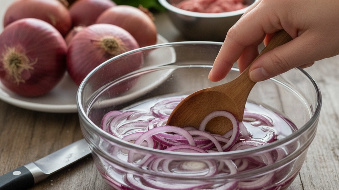 Quick-pickle the red onion