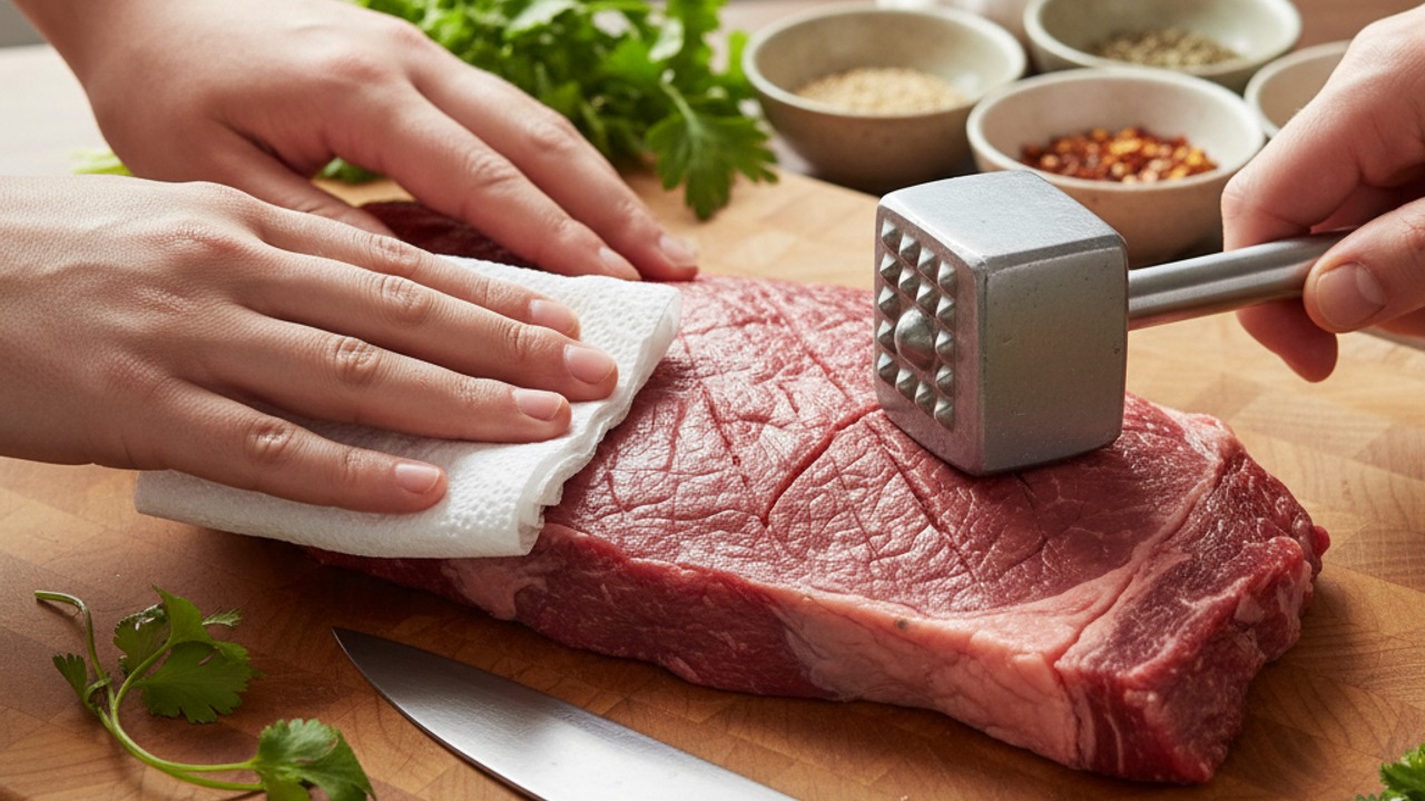 Trim and prepare the steak