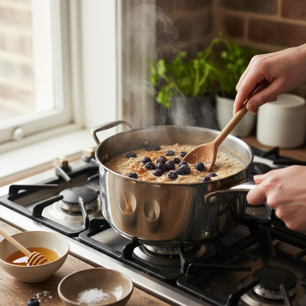 Add blueberries and finish cooking