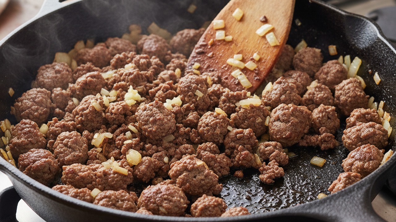 Brown the beef with aromatics