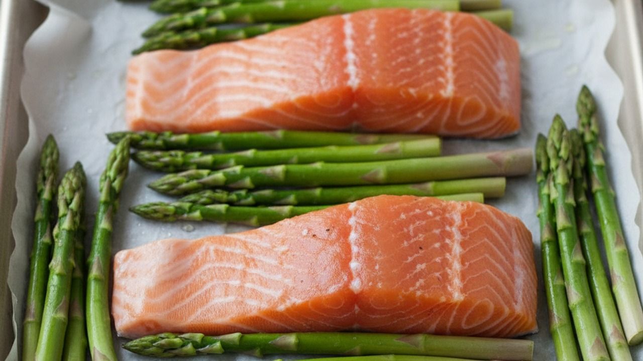 Prepare salmon and asparagus