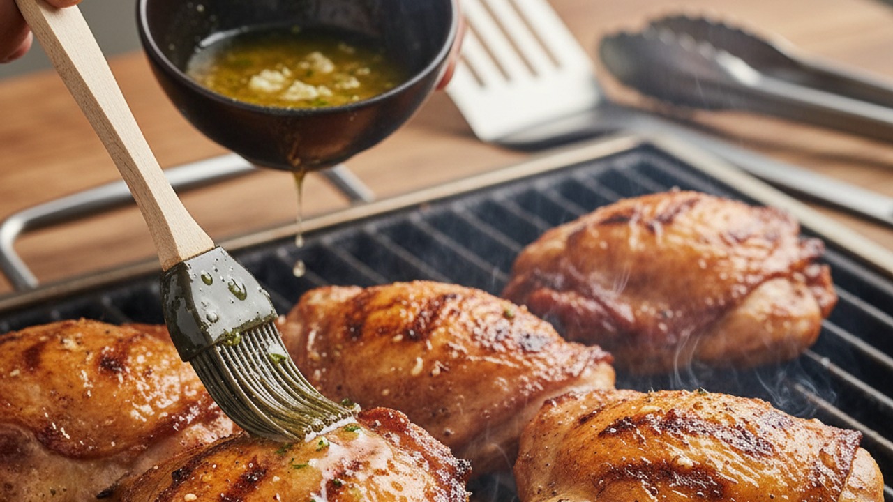 Sear and begin butter-basting