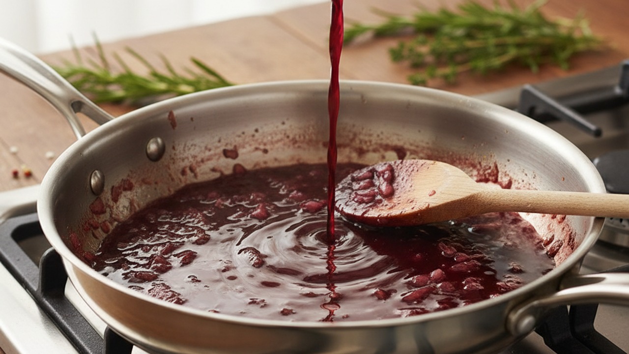 Make the red wine pan sauce