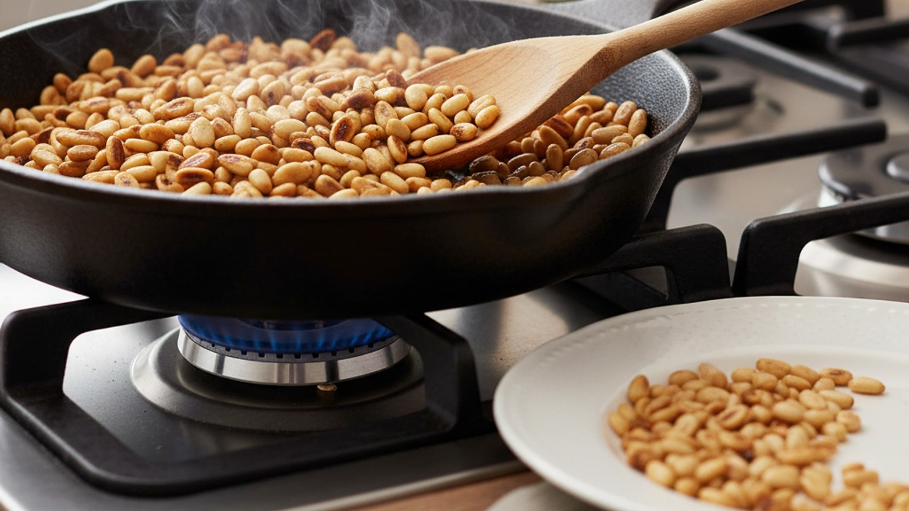 Toast the pine nuts