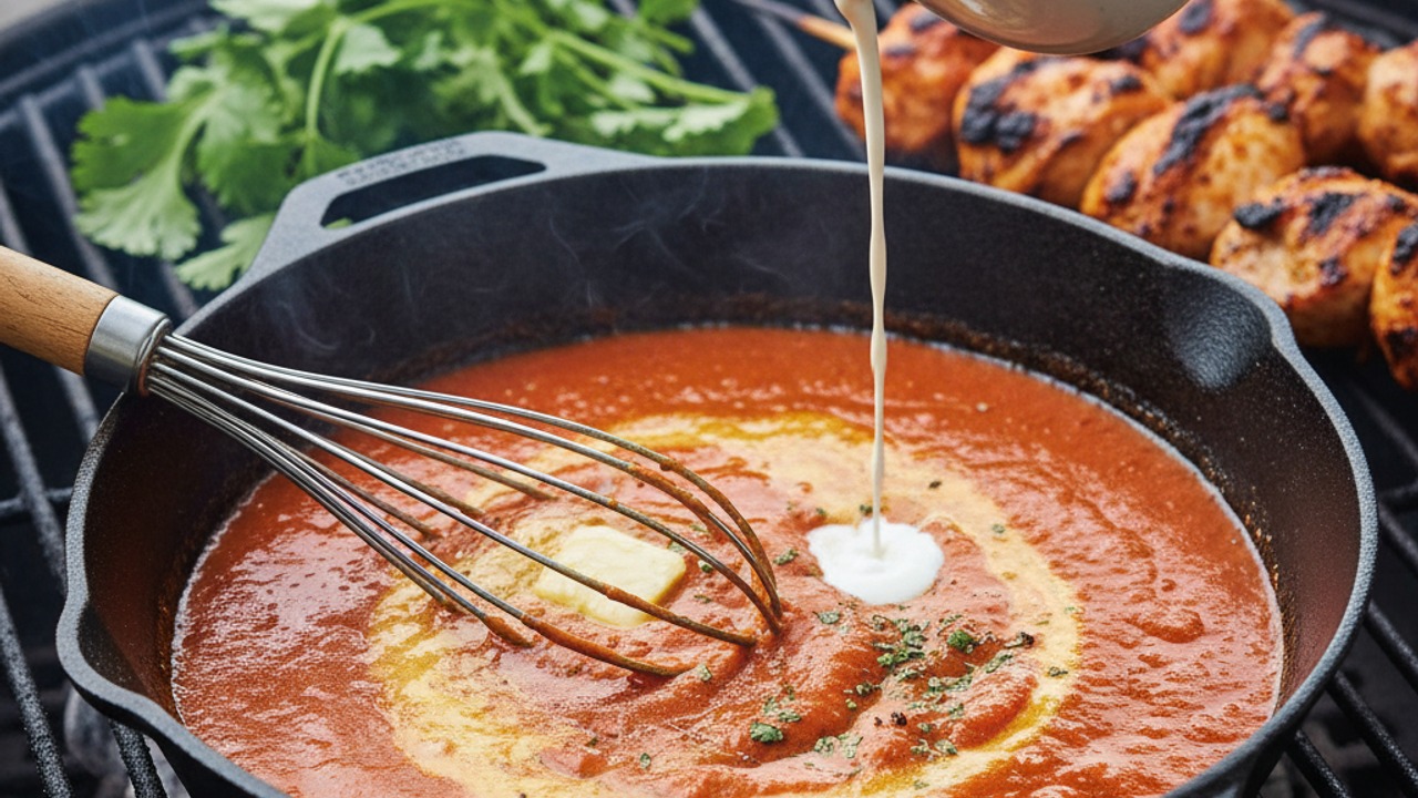 Make the buttery tomato sauce on the grill
