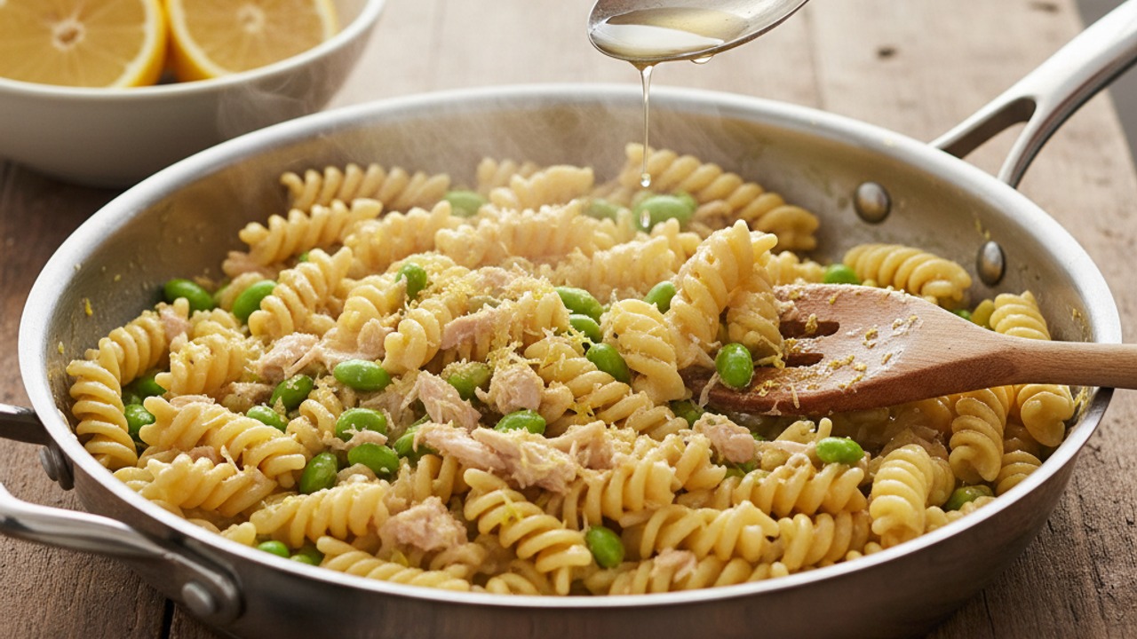 Toss pasta with sauce and lemon