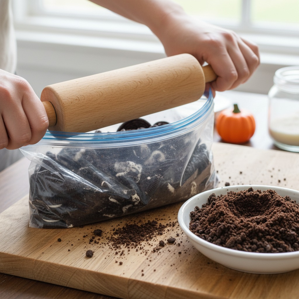 Prepare the Oreo 'dirt'