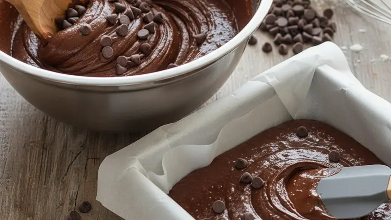 Fold in chocolate and transfer to pan