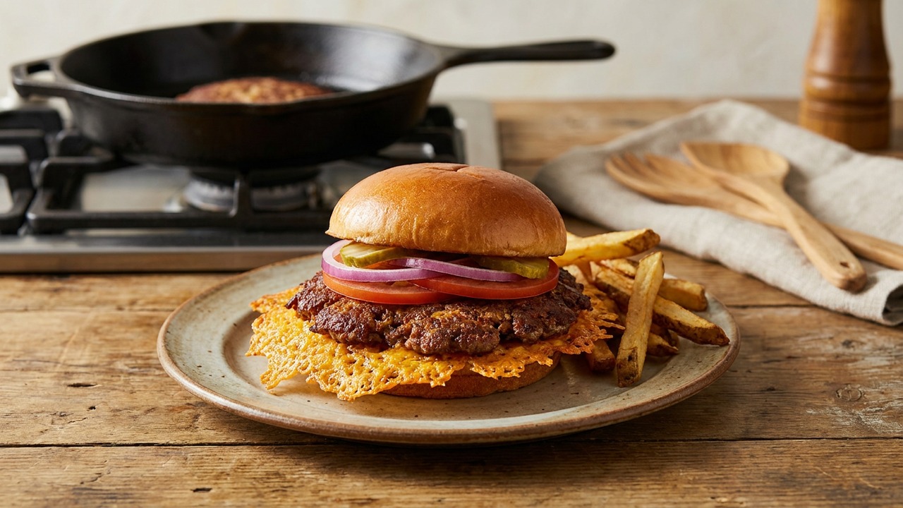 Smash Burger with Cheese Skirt
