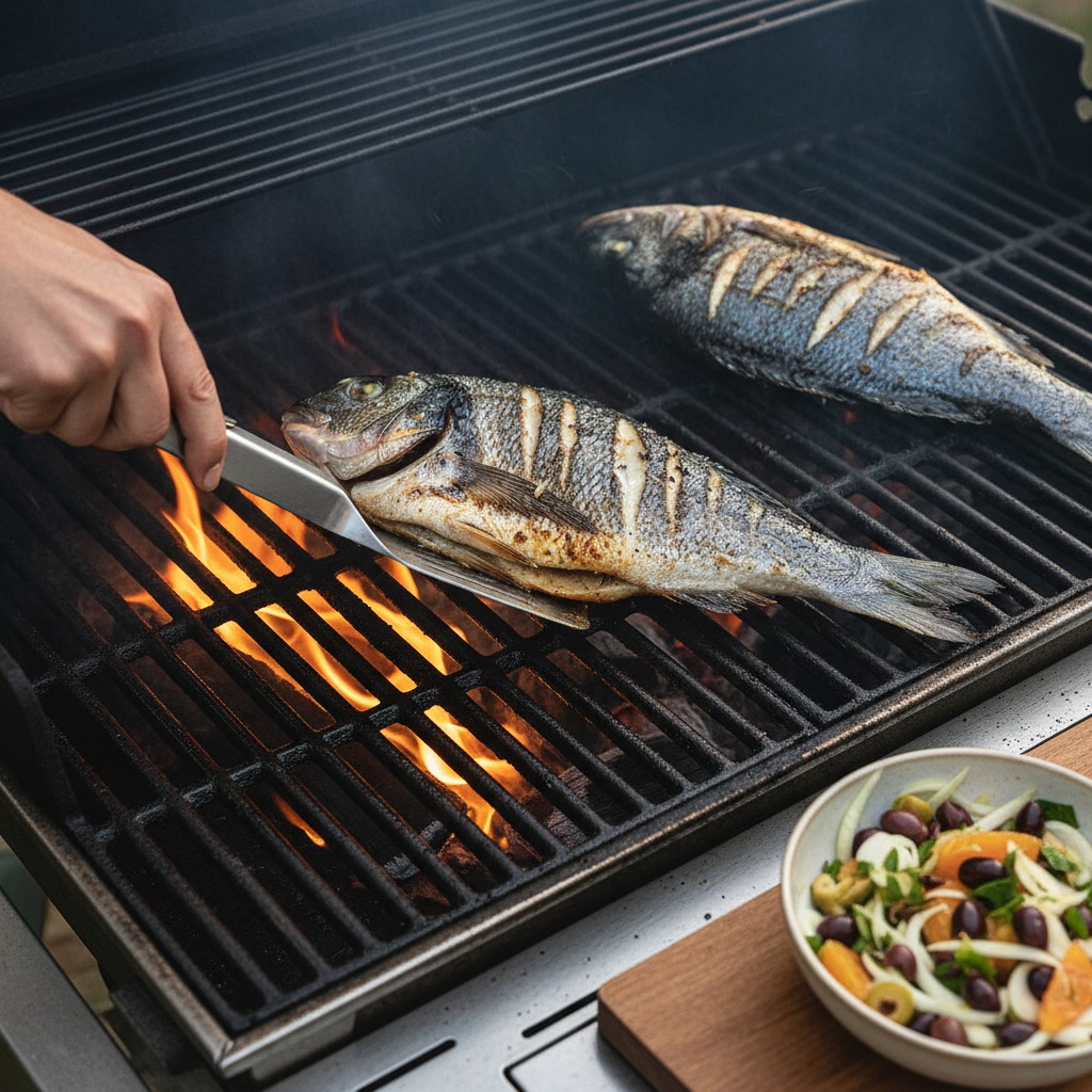 Sear and finish the fish on the grill