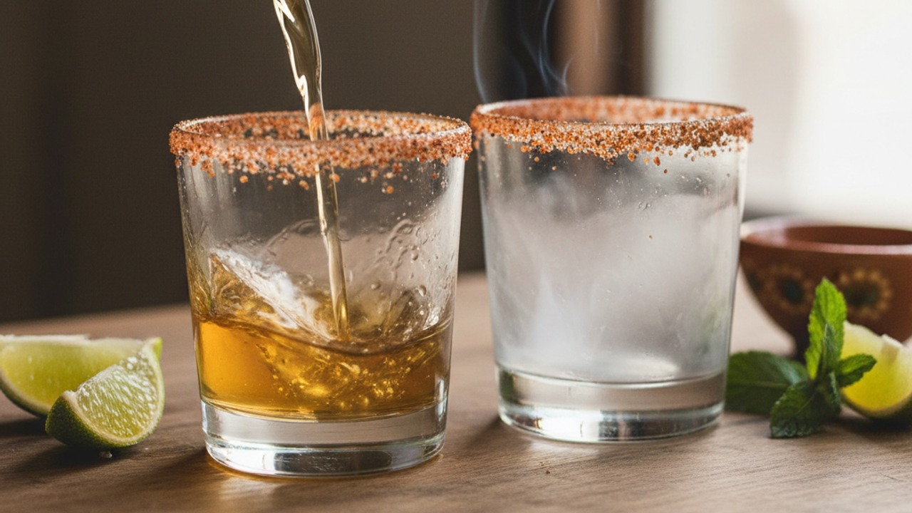 Mezcal rinse to build smoke
