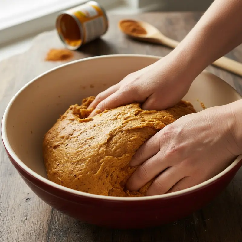 Make pumpkin biscuit dough