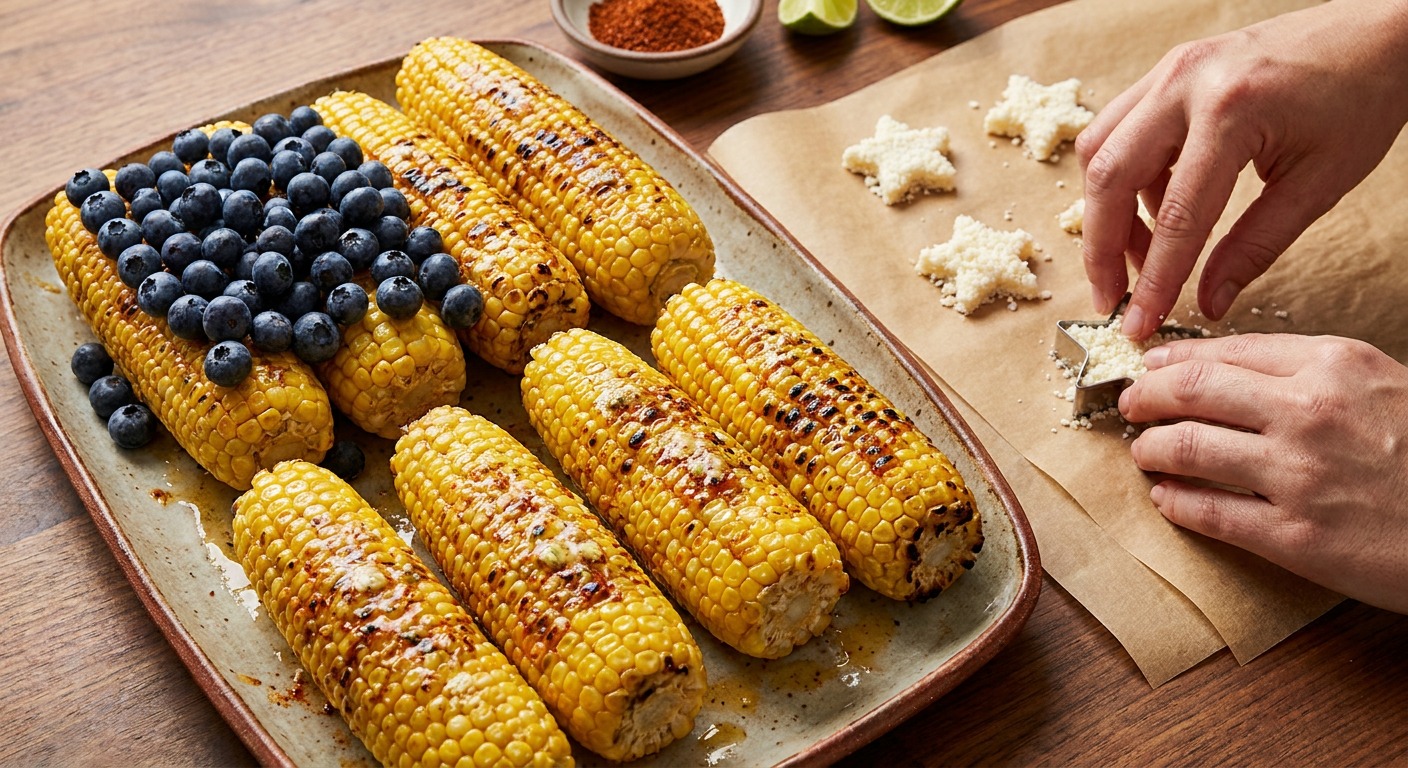 Assemble the flag platter and make cotija stars