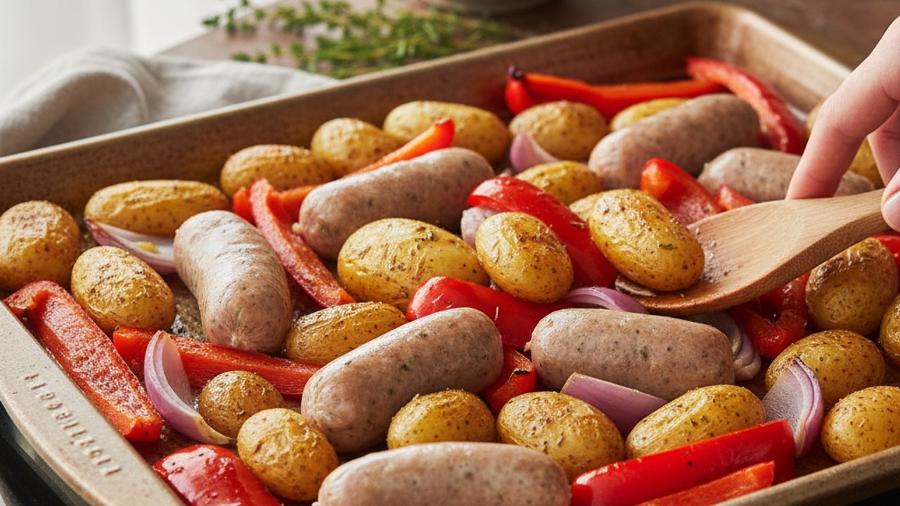 Add sausages and vegetables