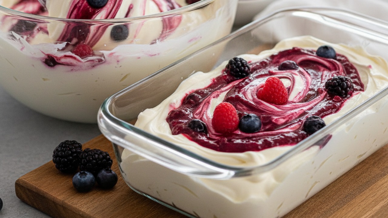 Swirl in the berries and assemble
