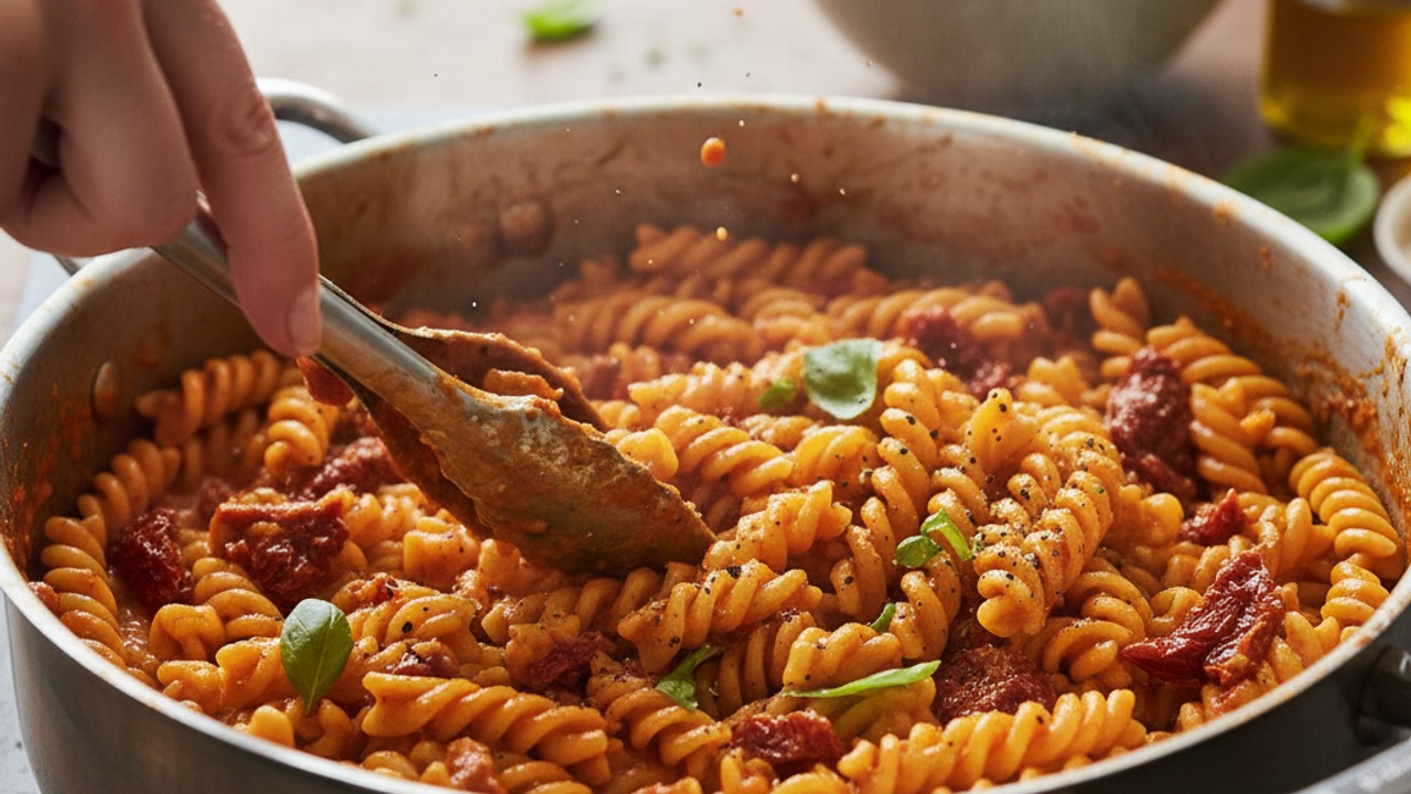 Toss pasta with sauce
