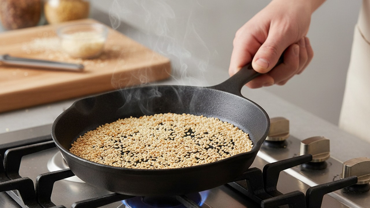 Toast the sesame seeds