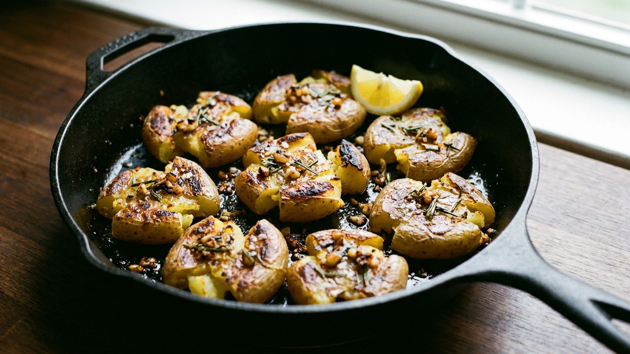 Classic Brown-Butter Smashed Potatoes with Garlic & Rosemary