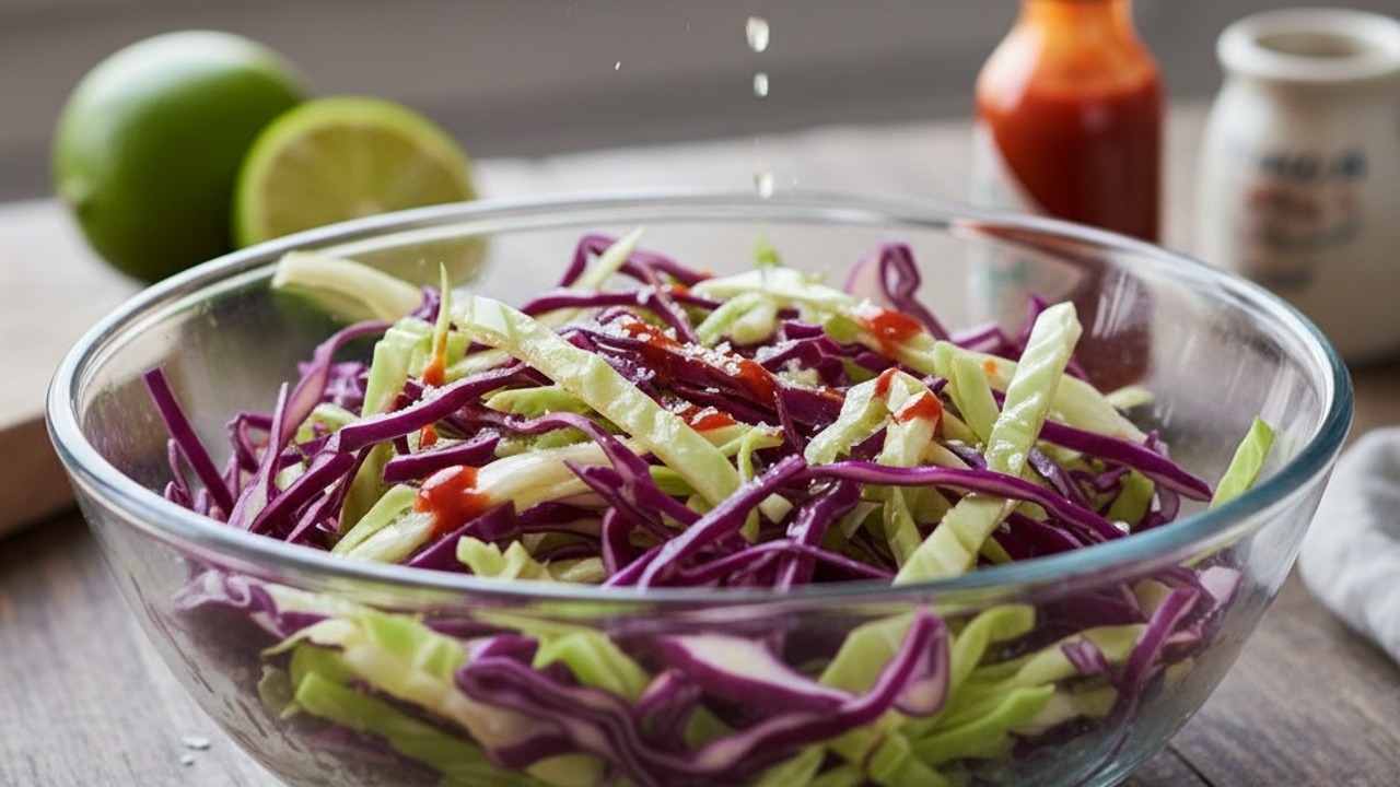 Make the quick cabbage slaw