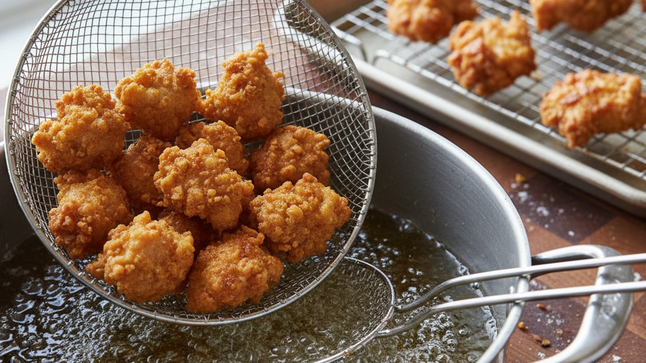 Fry in batches