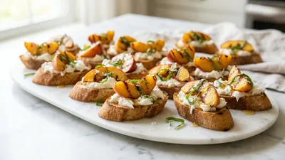 Grilled Peach And Burrata Baguette