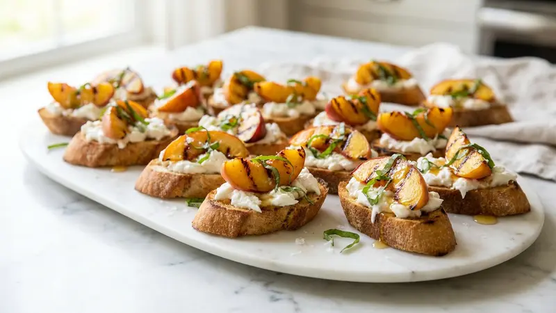 Grilled Peach And Burrata Baguette