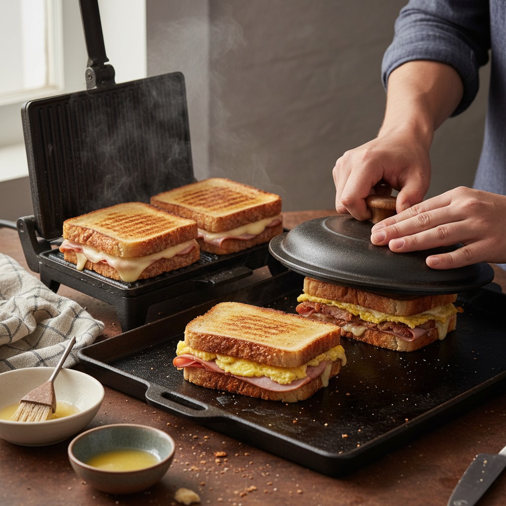 Press and grill the sandwiches