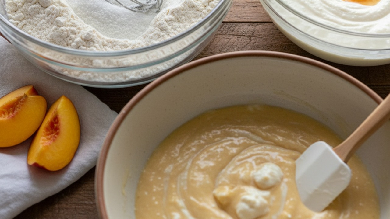 Mix dry and wet batter components
