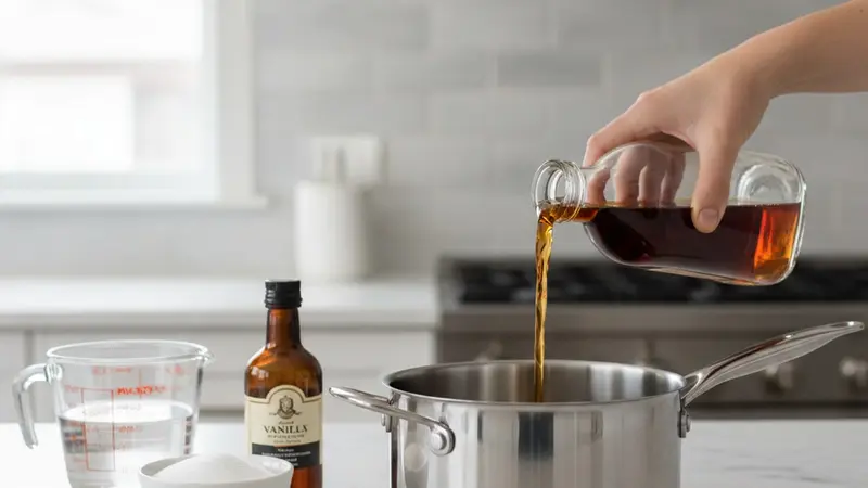 Reduce bourbon and make the hot syrup