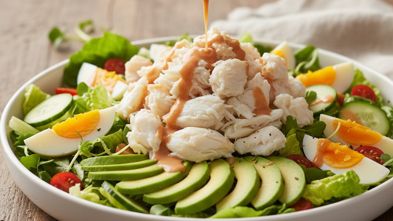 Assemble with crab and avocado