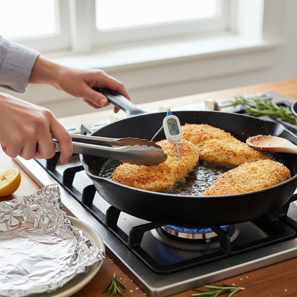 Pan-fry the chicken until golden