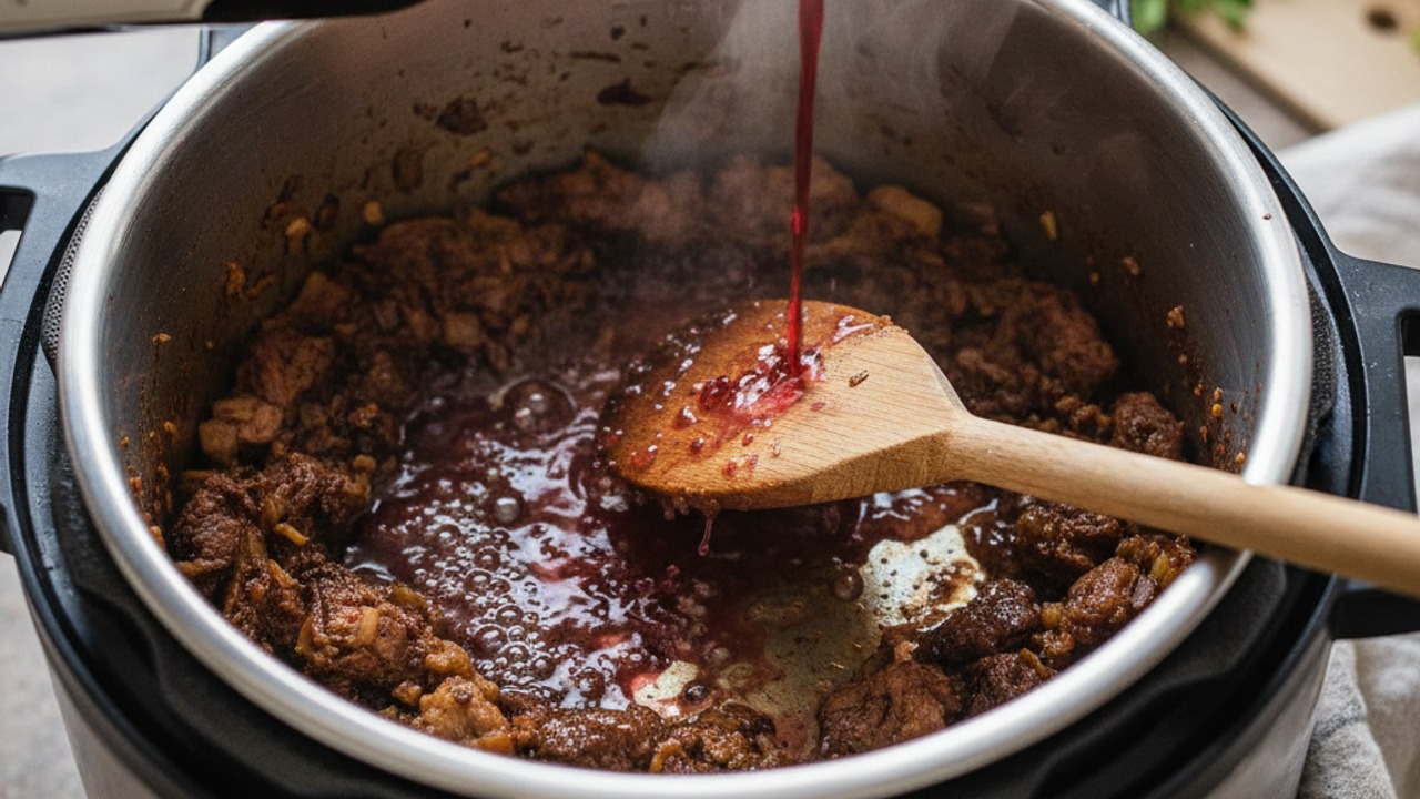 Deglaze with red wine