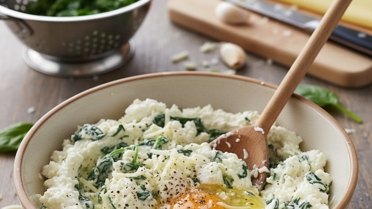 Make the cheese-spinach filling
