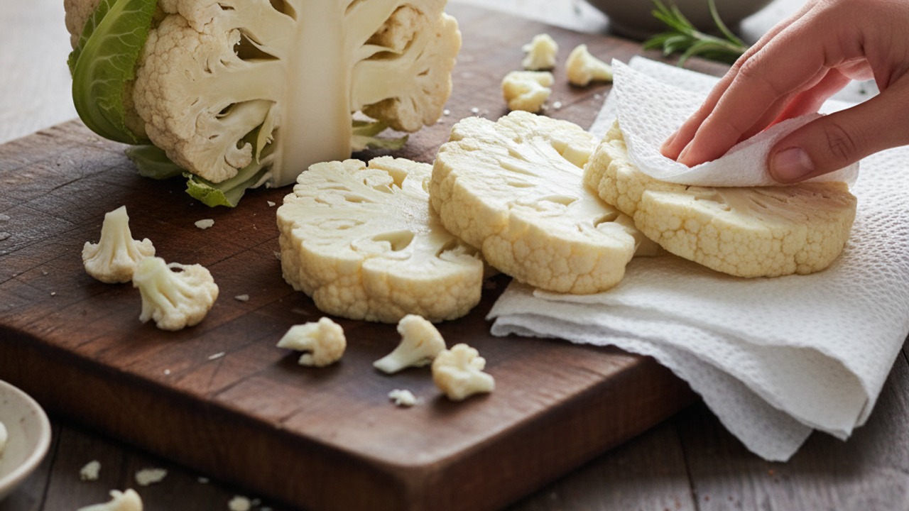 Slice the cauliflower into steaks