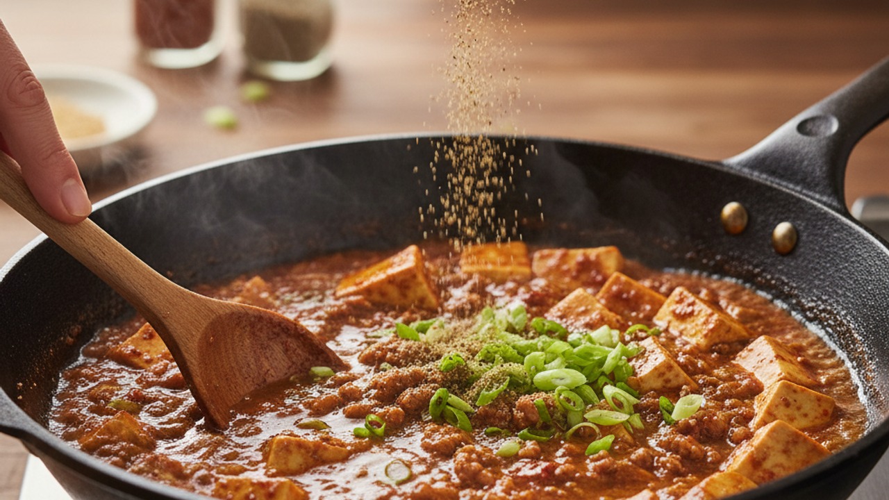 Thicken and finish with Sichuan pepper