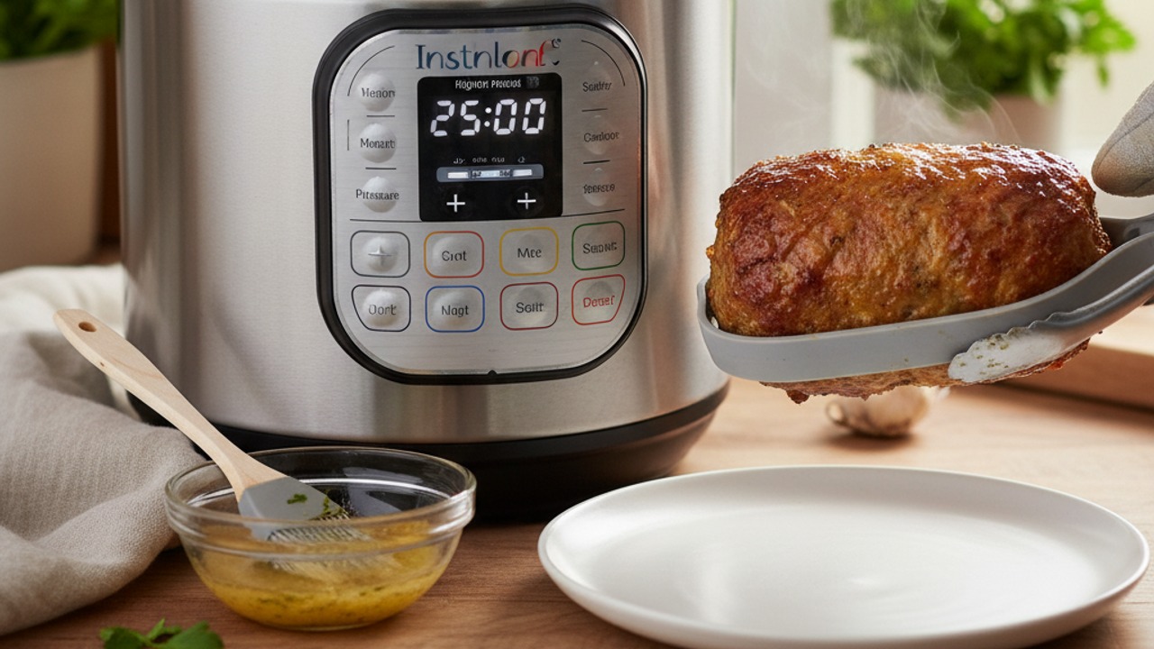 Pressure cook the meatloaf